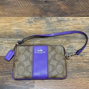 Coach Brown and Purple Wristlet